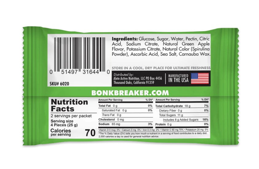 Bonk Breaker Energy Chews - Green Apple - Box of 10 Pouches