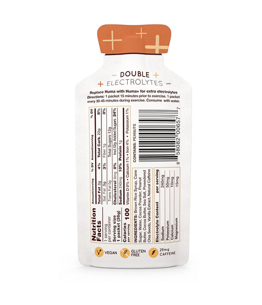 Hüma Plus Energy Gels with Caffeine - Chocolate Peanut Butter
