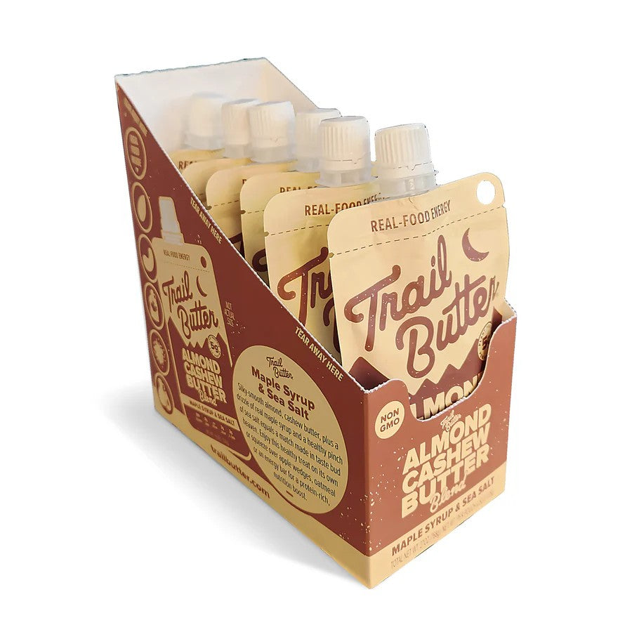 Trail Butter Maple Syrup Sea Salt - Re-Sealable Pouch - 128g, box of 6 - The Podium