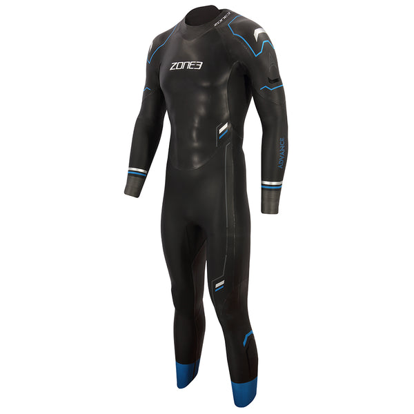 Zone3 Men's Advance Wetsuit, Black/Blue/Silver