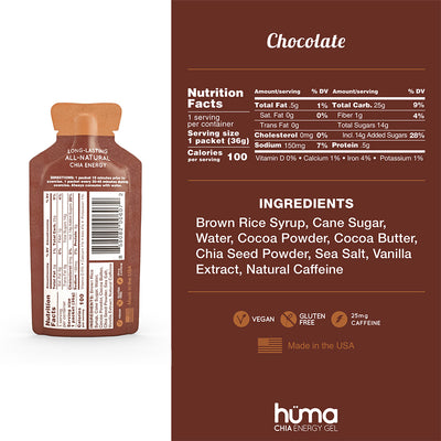 Hüma Energy Gels with caffeine - Chocolate - The Podium