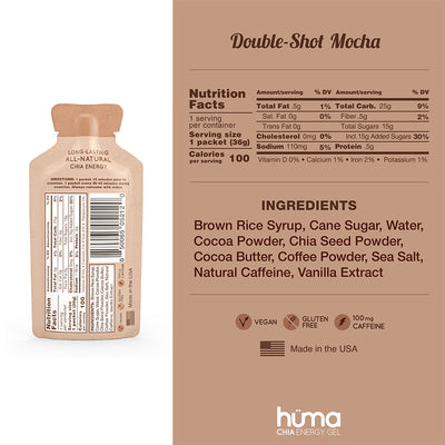 Hüma Energy Gels with caffeine - Double Shot Mocha - The Podium