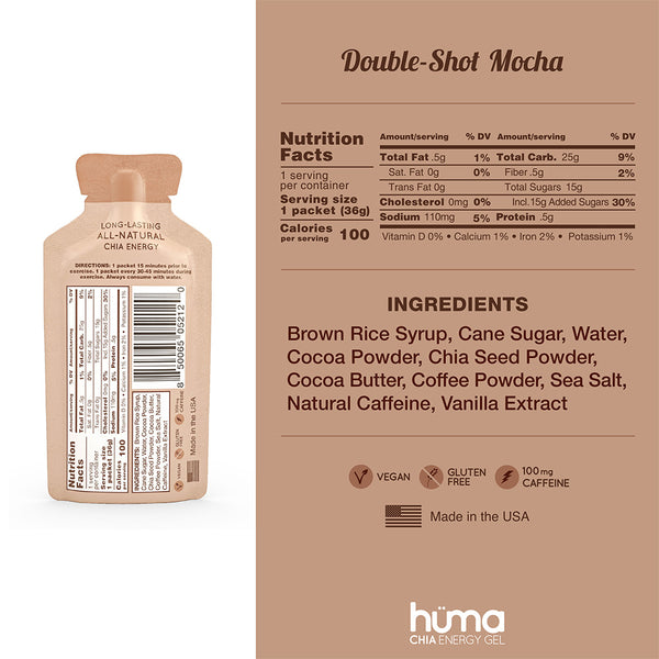 Hüma Energy Gels with caffeine - Double Shot Mocha