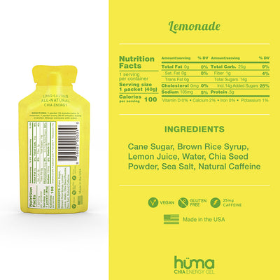 Hüma Energy Gels with caffeine - Lemonade - The Podium