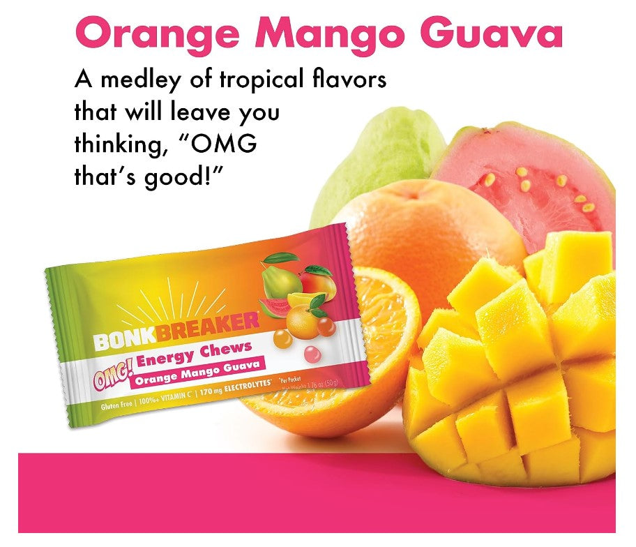 Bonk Breakers Energy Chews - Orange Mango Guava - Box of 10 Pouches - The Podium