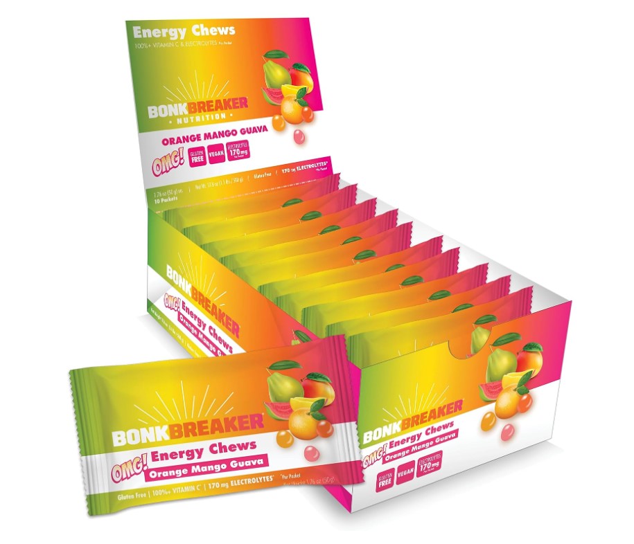 Bonk Breakers Energy Chews - Orange Mango Guava - Box of 10 Pouches - The Podium