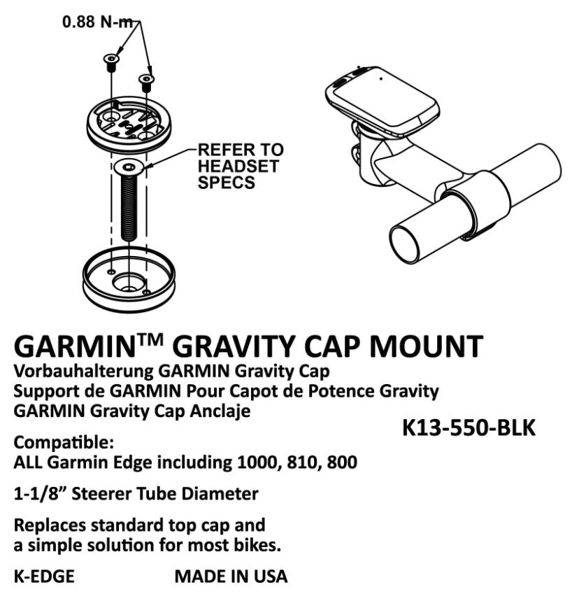 K-EDGE 550 - Garmin Gravity Cap Computer Mount, Black