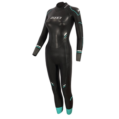 Zone3 Women's Advance Wetsuit, Black/Teal/Silver