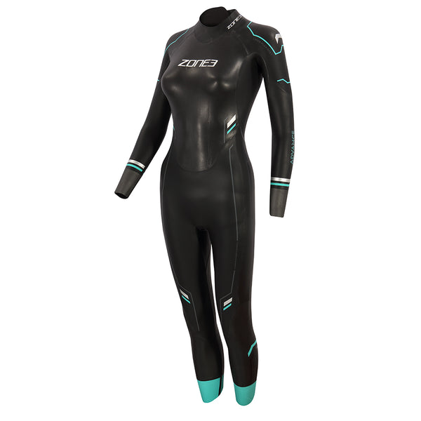 Zone3 Women's Advance Wetsuit, Black/Teal/Silver