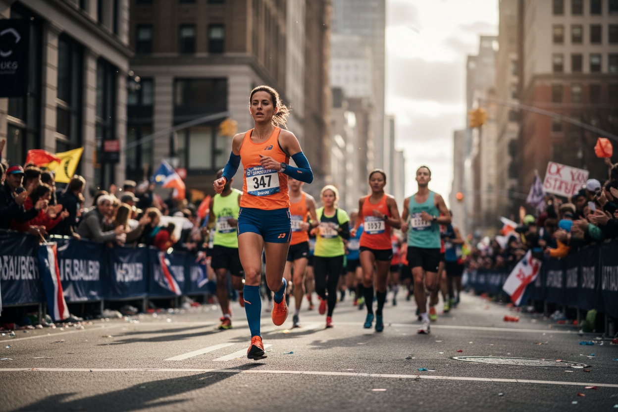 Athlete running in a marathon race