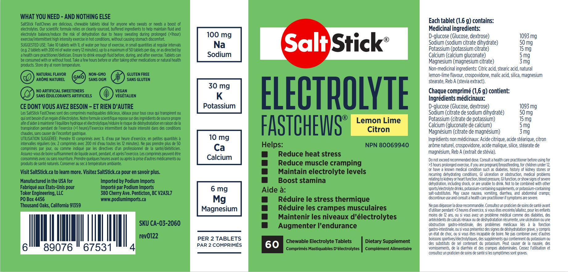 Saltstick Label Salt Stick Capsules | Athletes & Runner Tablets - The Podium