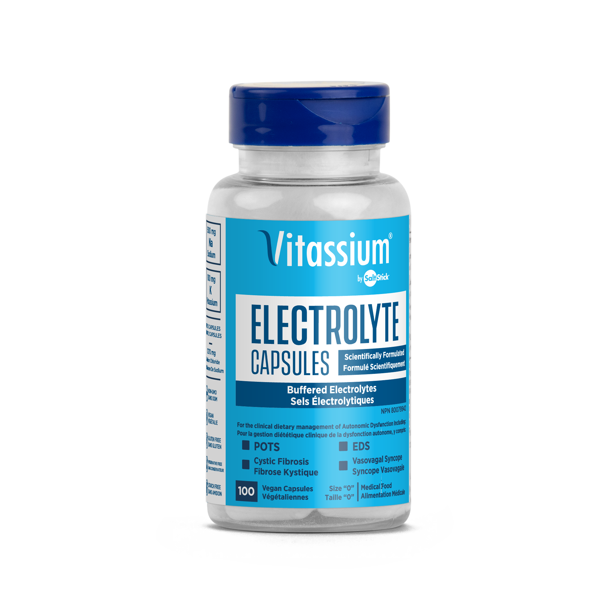 Vitassium Buffered Salt Capsules for POTS and Dysautonomia - 100 Capsules - The Podium